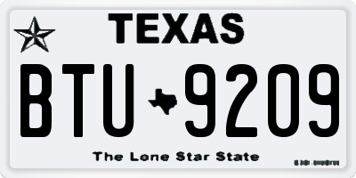 TX license plate BTU9209
