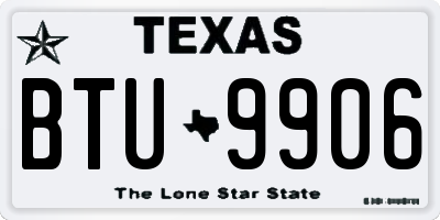 TX license plate BTU9906
