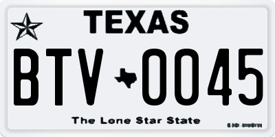 TX license plate BTV0045