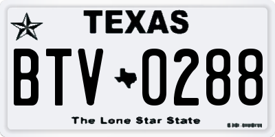 TX license plate BTV0288
