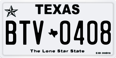 TX license plate BTV0408