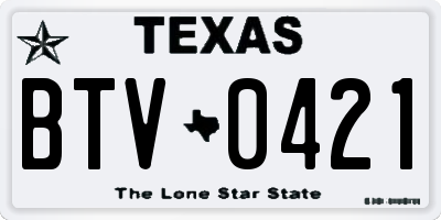 TX license plate BTV0421