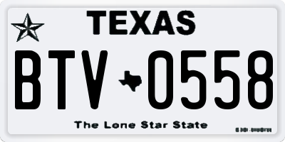 TX license plate BTV0558