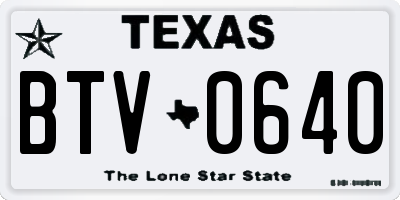 TX license plate BTV0640