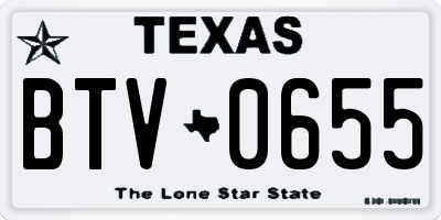 TX license plate BTV0655
