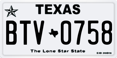 TX license plate BTV0758