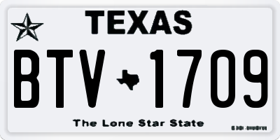 TX license plate BTV1709