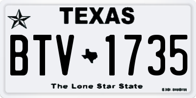 TX license plate BTV1735