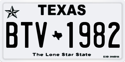 TX license plate BTV1982