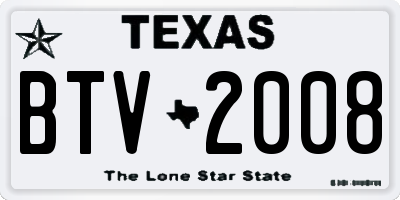 TX license plate BTV2008