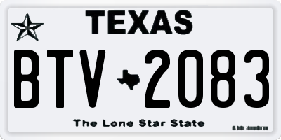 TX license plate BTV2083