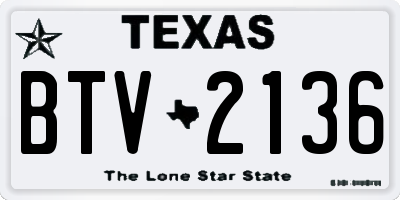 TX license plate BTV2136