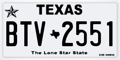 TX license plate BTV2551