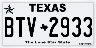 TX license plate BTV2933