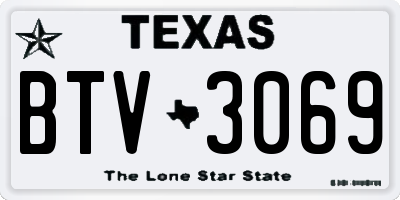 TX license plate BTV3069