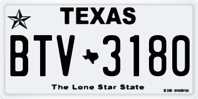 TX license plate BTV3180