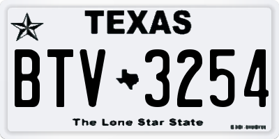 TX license plate BTV3254