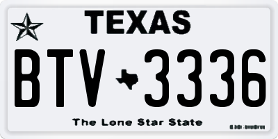 TX license plate BTV3336