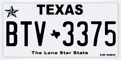 TX license plate BTV3375