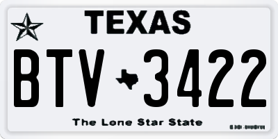 TX license plate BTV3422