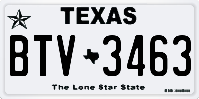 TX license plate BTV3463