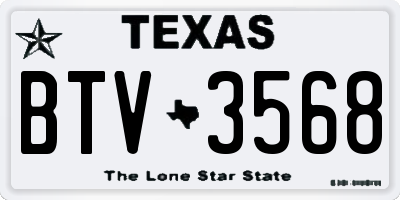 TX license plate BTV3568