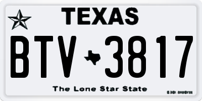 TX license plate BTV3817