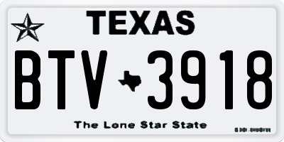 TX license plate BTV3918