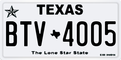 TX license plate BTV4005
