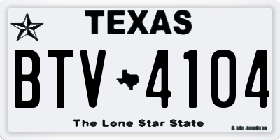 TX license plate BTV4104