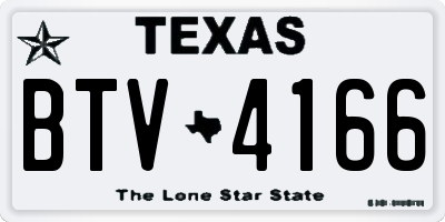 TX license plate BTV4166