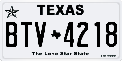 TX license plate BTV4218