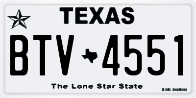 TX license plate BTV4551