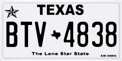 TX license plate BTV4838