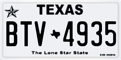 TX license plate BTV4935