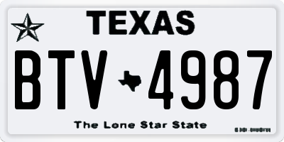 TX license plate BTV4987