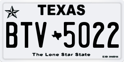 TX license plate BTV5022