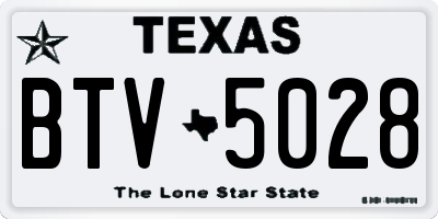 TX license plate BTV5028