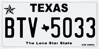 TX license plate BTV5033