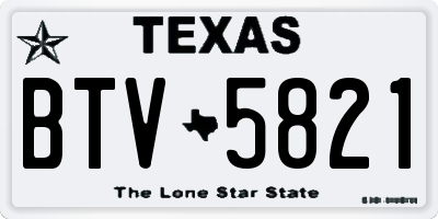 TX license plate BTV5821