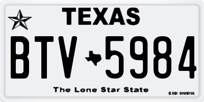 TX license plate BTV5984
