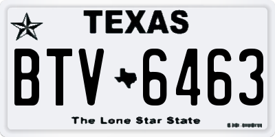 TX license plate BTV6463