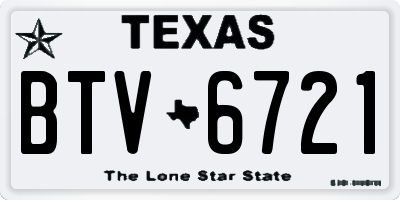 TX license plate BTV6721