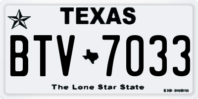 TX license plate BTV7033