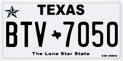 TX license plate BTV7050
