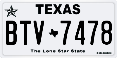 TX license plate BTV7478