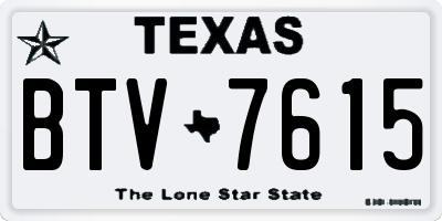 TX license plate BTV7615