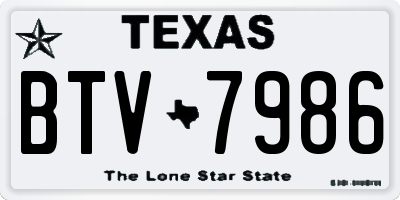 TX license plate BTV7986