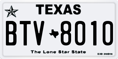 TX license plate BTV8010