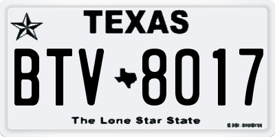 TX license plate BTV8017